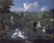 Edward Haytley The Brockman Family and Friends at Beachborough Manor the Temple Pond looking towards the Rotunda oil painting on canvas